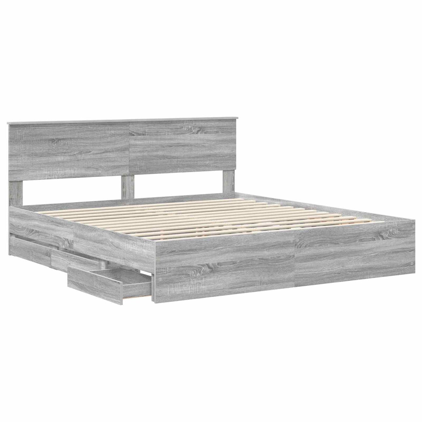 vidaXL Bettrahmen Graues Sonoma 180 x 200 cm Ingenieurs Holz