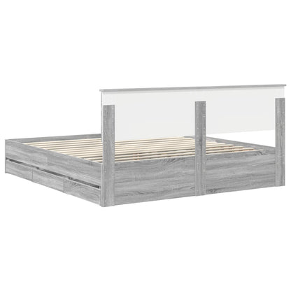 vidaXL Bettrahmen Graues Sonoma 180 x 200 cm Ingenieurs Holz