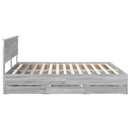 vidaXL Bettrahmen Graues Sonoma 180 x 200 cm Ingenieurs Holz