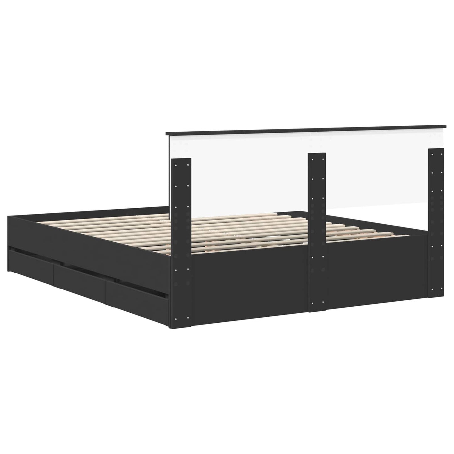 vidaXL Bettrahmen mit Schubladen Schwarz 160 x 200 cm Ingenieurs Holz