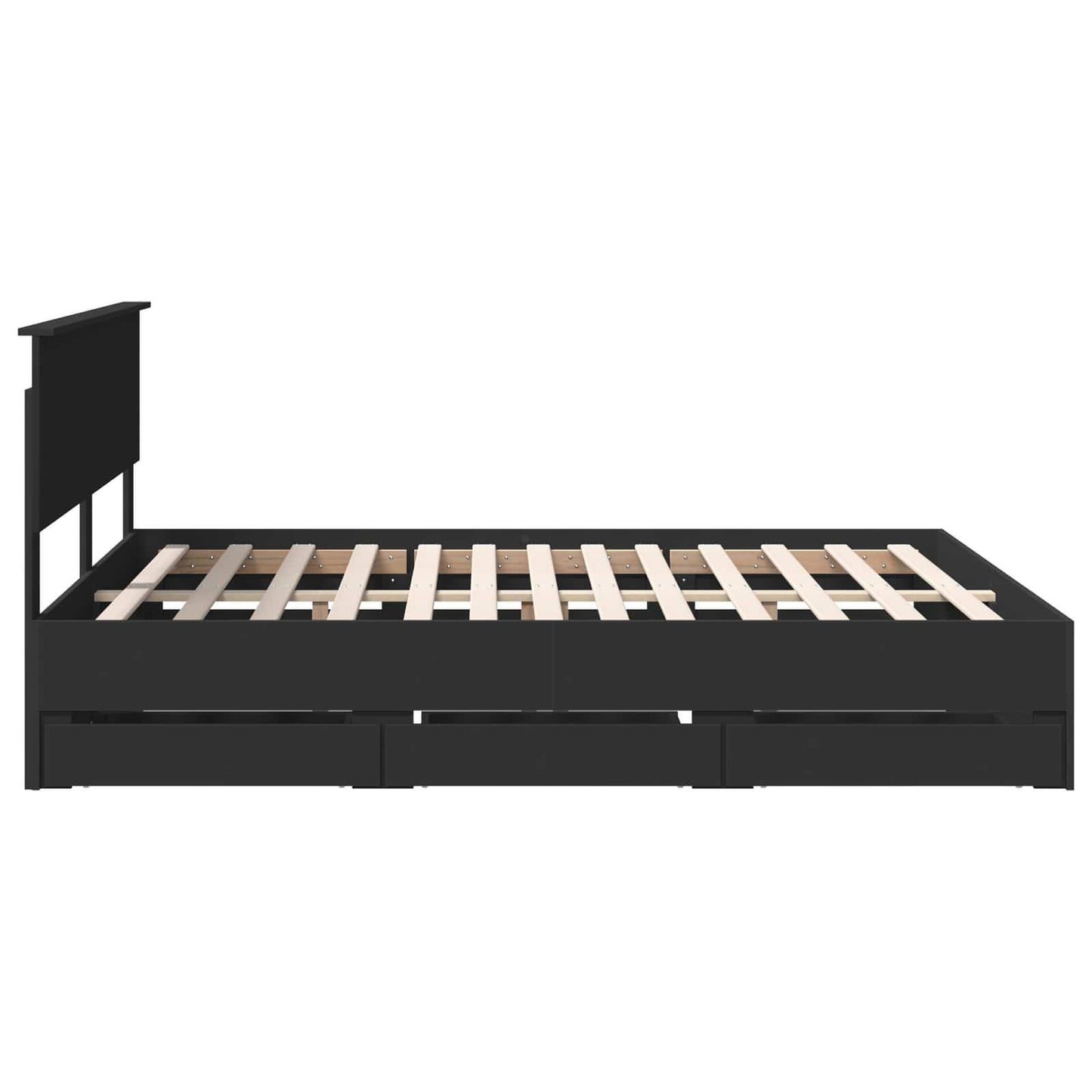 vidaXL Bettrahmen mit Schubladen Schwarz 160 x 200 cm Ingenieurs Holz