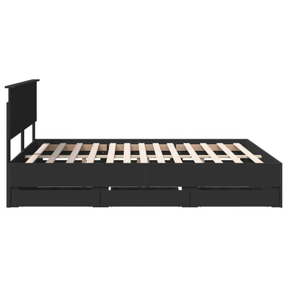 vidaXL Bettrahmen mit Schubladen Schwarz 160 x 200 cm Ingenieurs Holz