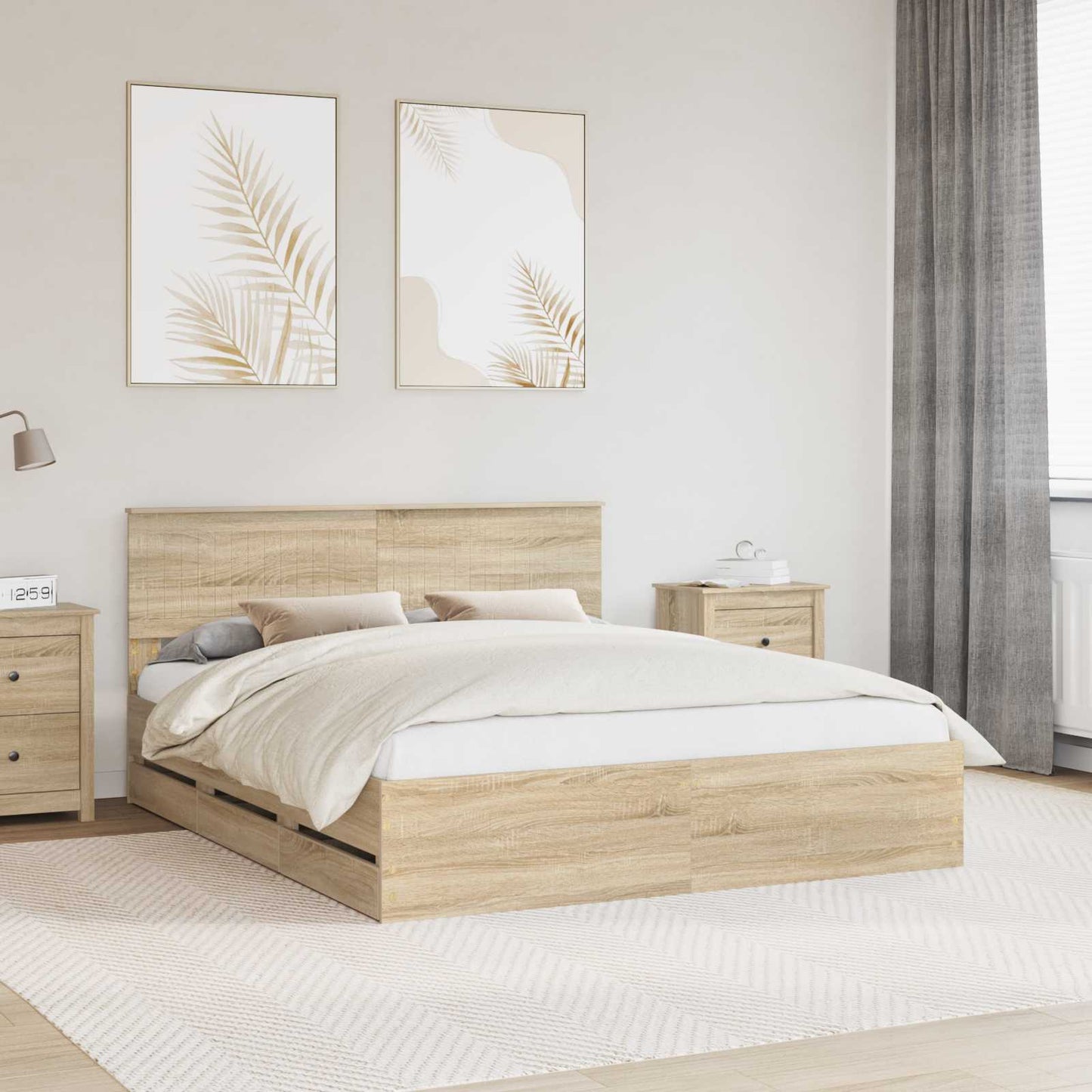 vidaXL Bettrahmen Sonoma-Eiche 160 x 200 cm Ingenieurs Holz