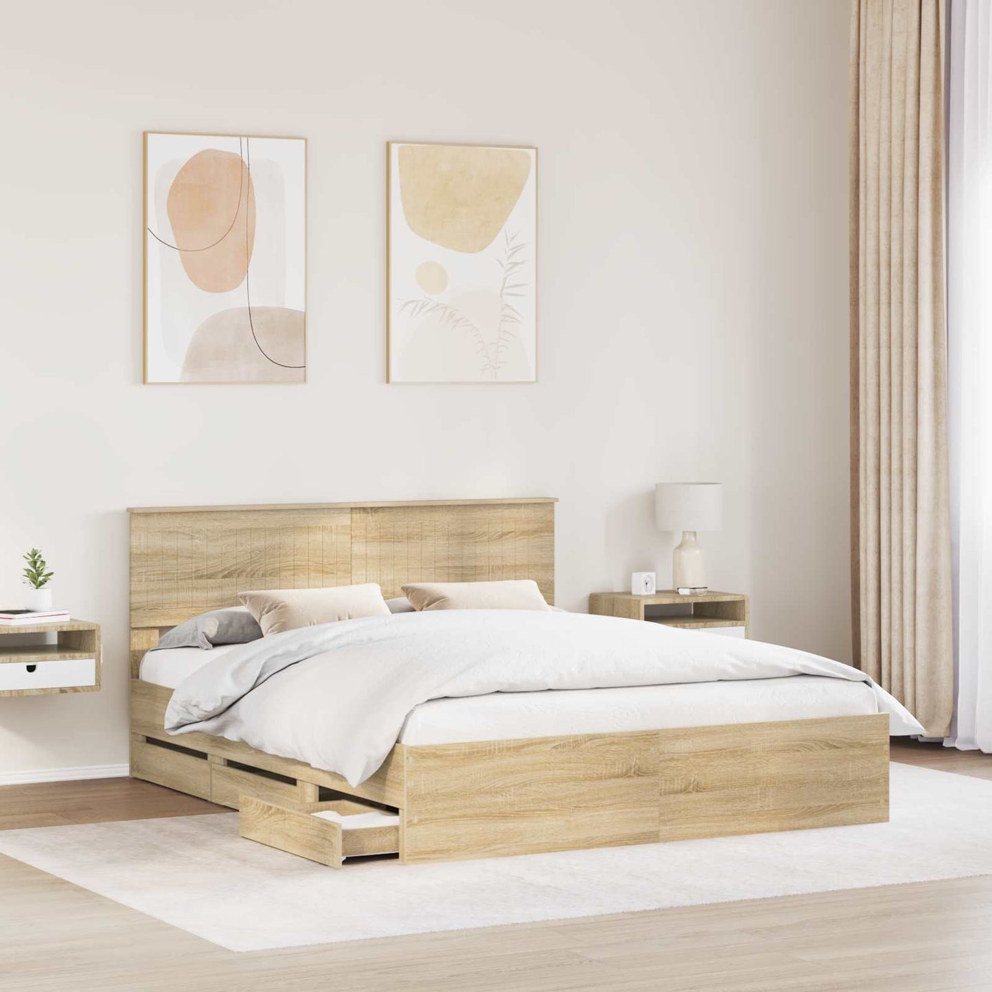 vidaXL Bettrahmen Sonoma-Eiche 160 x 200 cm Ingenieurs Holz