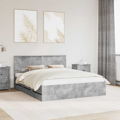 vidaXL Bettrahmen mit Kopfteil Beton Grau 160 x 200 cm Ingenieurs Holz