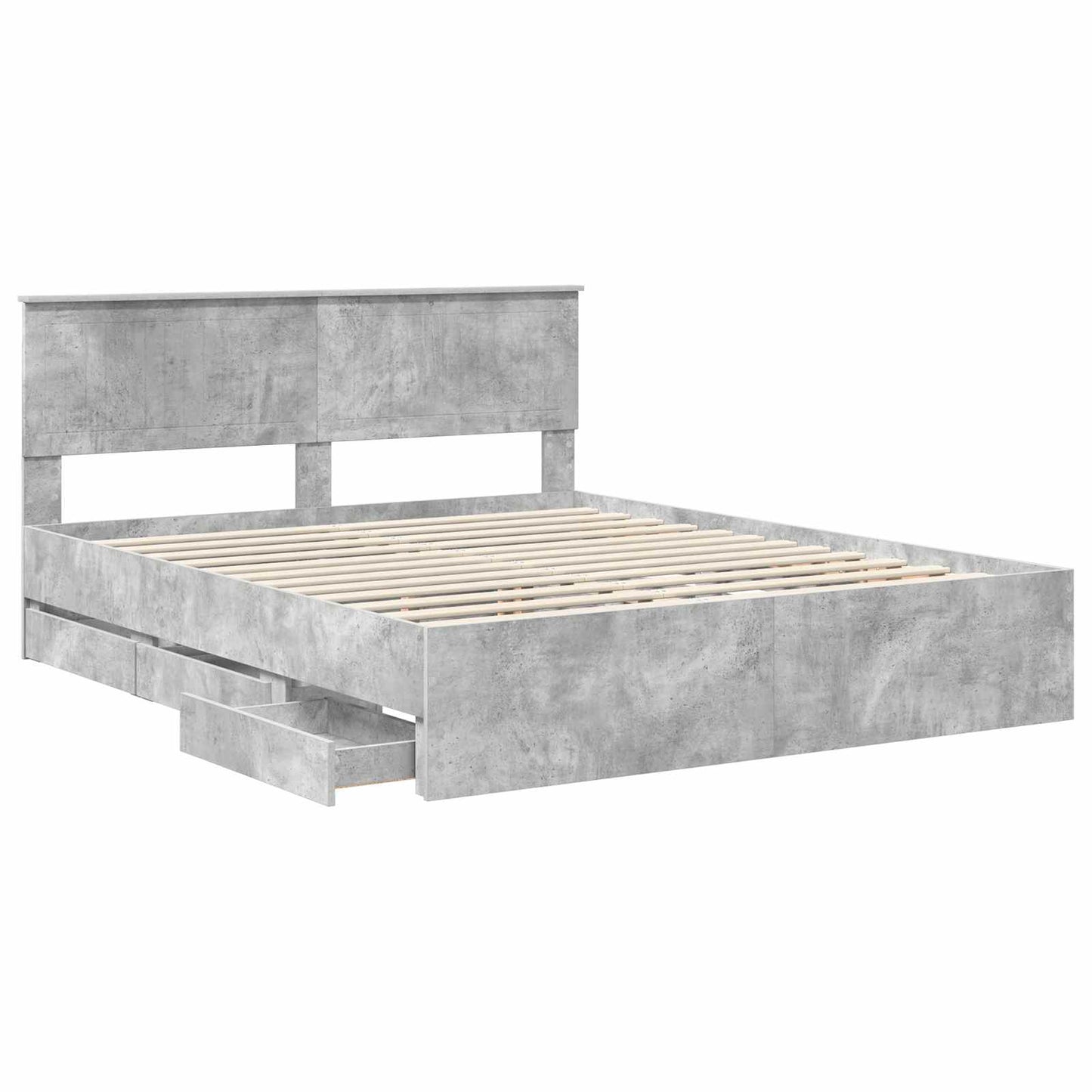 vidaXL Bettrahmen mit Kopfteil Beton Grau 160 x 200 cm Ingenieurs Holz