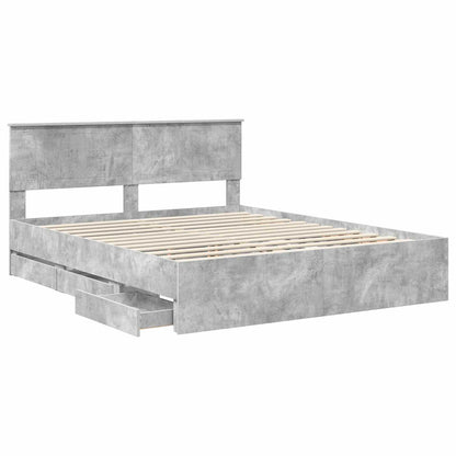 vidaXL Bettrahmen mit Kopfteil Beton Grau 160 x 200 cm Ingenieurs Holz