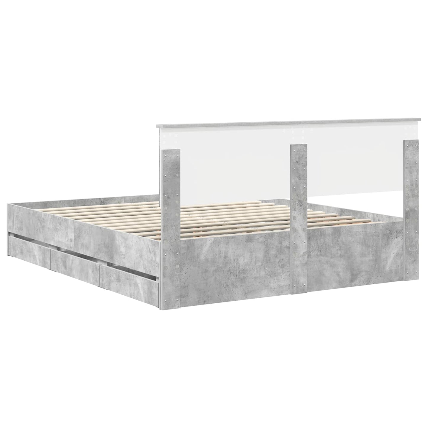 vidaXL Bettrahmen mit Kopfteil Beton Grau 160 x 200 cm Ingenieurs Holz