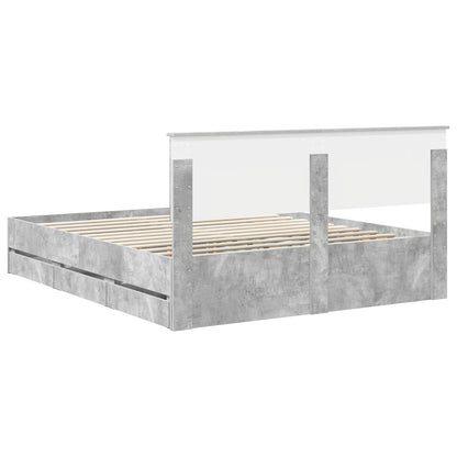 vidaXL Bettrahmen mit Kopfteil Beton Grau 160 x 200 cm Ingenieurs Holz