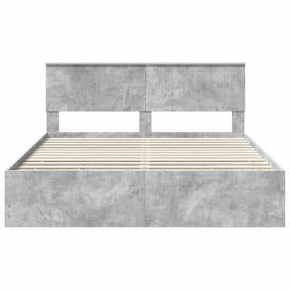 vidaXL Bettrahmen mit Kopfteil Beton Grau 160 x 200 cm Ingenieurs Holz