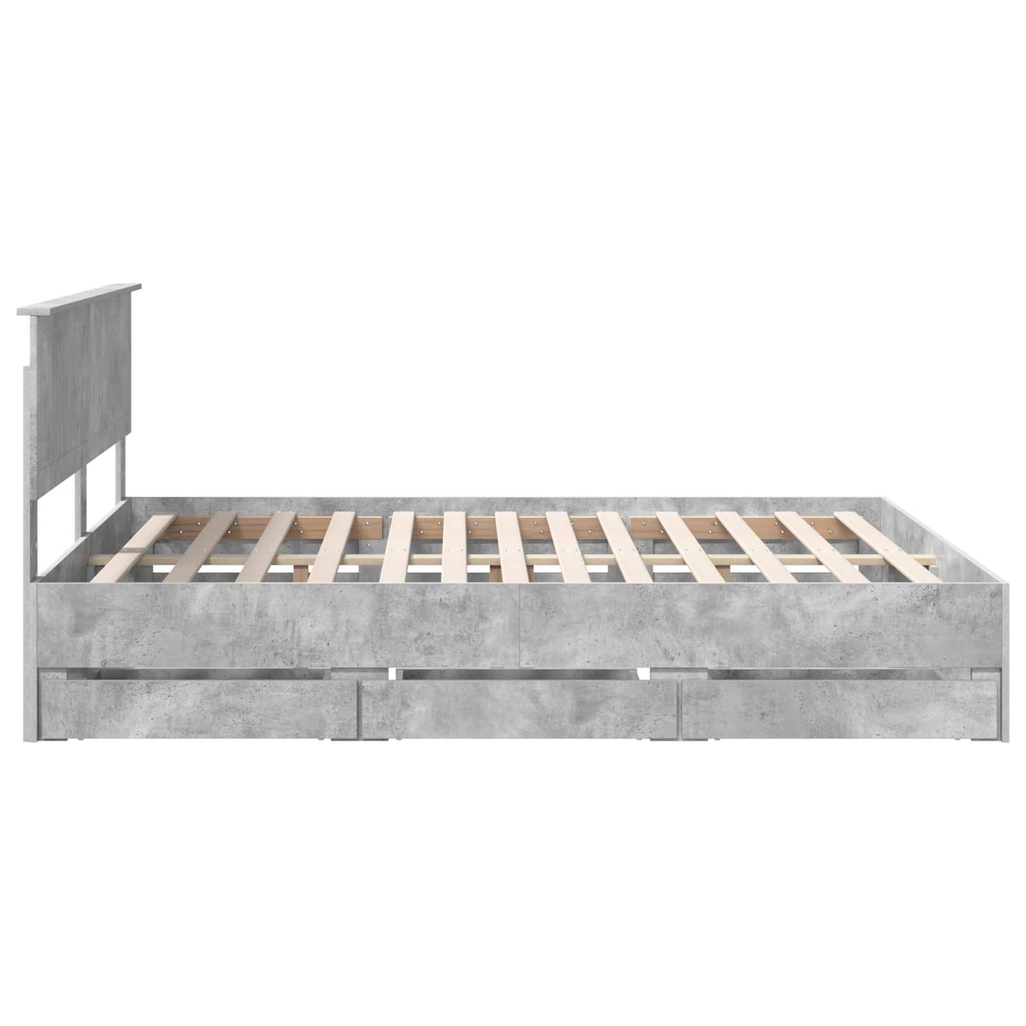 vidaXL Bettrahmen mit Kopfteil Beton Grau 160 x 200 cm Ingenieurs Holz