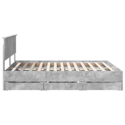 vidaXL Bettrahmen mit Kopfteil Beton Grau 160 x 200 cm Ingenieurs Holz