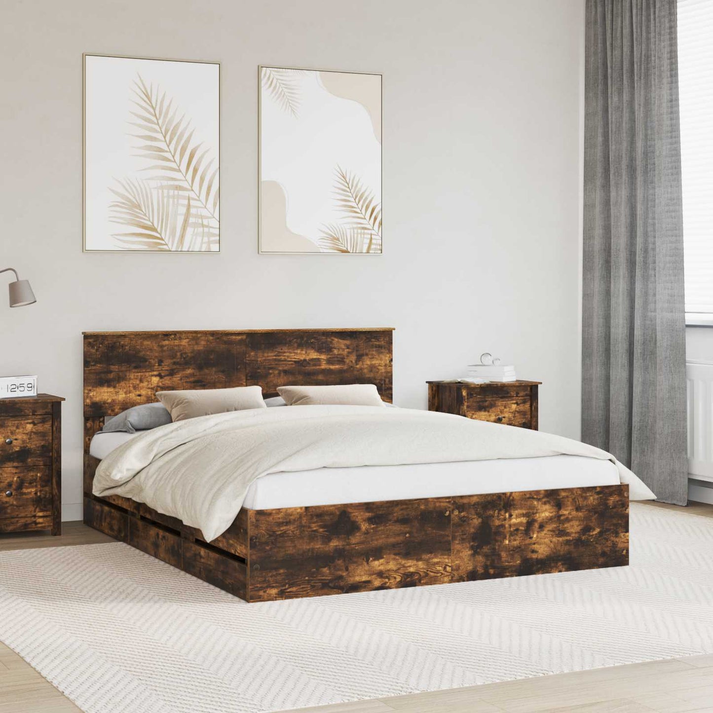 Bettrahmen Geräucherte Eiche 160 x 200 cm Ingenieurs Holz