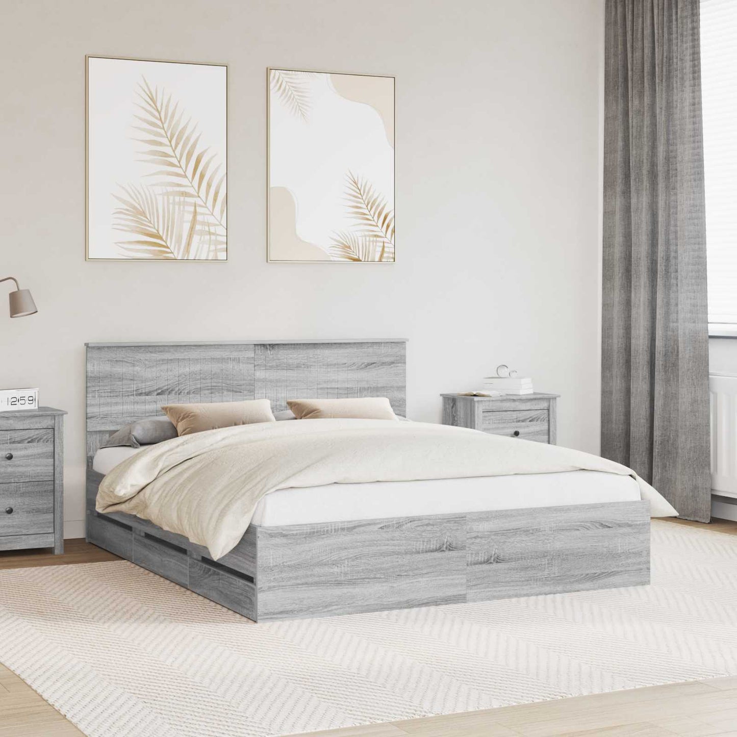vidaXL Bettrahmen Graues Sonoma 160 x 200 cm Ingenieurs Holz