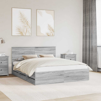 vidaXL Bettrahmen Graues Sonoma 160 x 200 cm Ingenieurs Holz