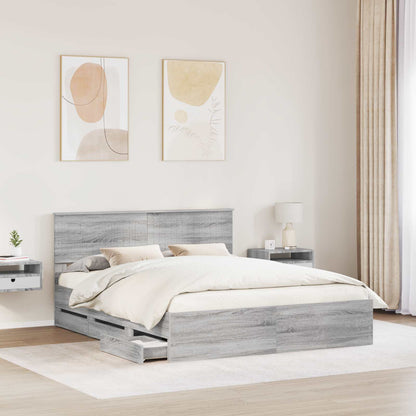 vidaXL Bettrahmen Graues Sonoma 160 x 200 cm Ingenieurs Holz