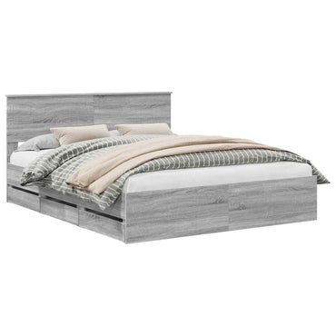 vidaXL Bettrahmen Graues Sonoma 160 x 200 cm Ingenieurs Holz