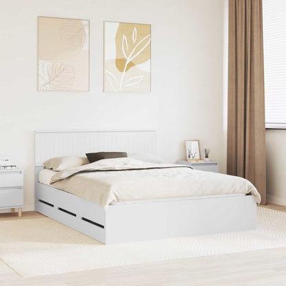 vidaXL Bettrahmen mit Schubladen Weiß 150 x 200 cm Ingenieurs Holz