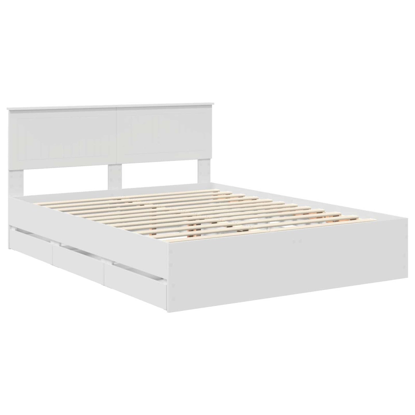 vidaXL Bettrahmen mit Schubladen Weiß 150 x 200 cm Ingenieurs Holz