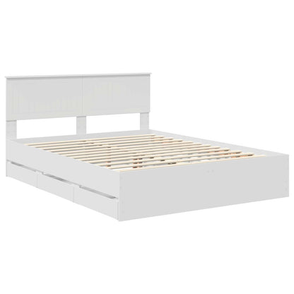 vidaXL Bettrahmen mit Schubladen Weiß 150 x 200 cm Ingenieurs Holz