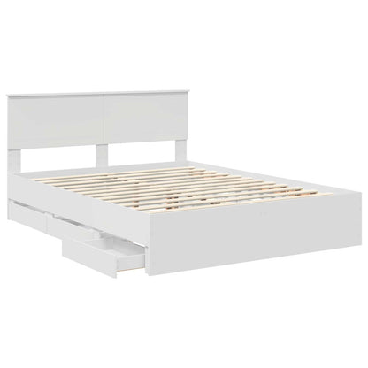 vidaXL Bettrahmen mit Schubladen Weiß 150 x 200 cm Ingenieurs Holz