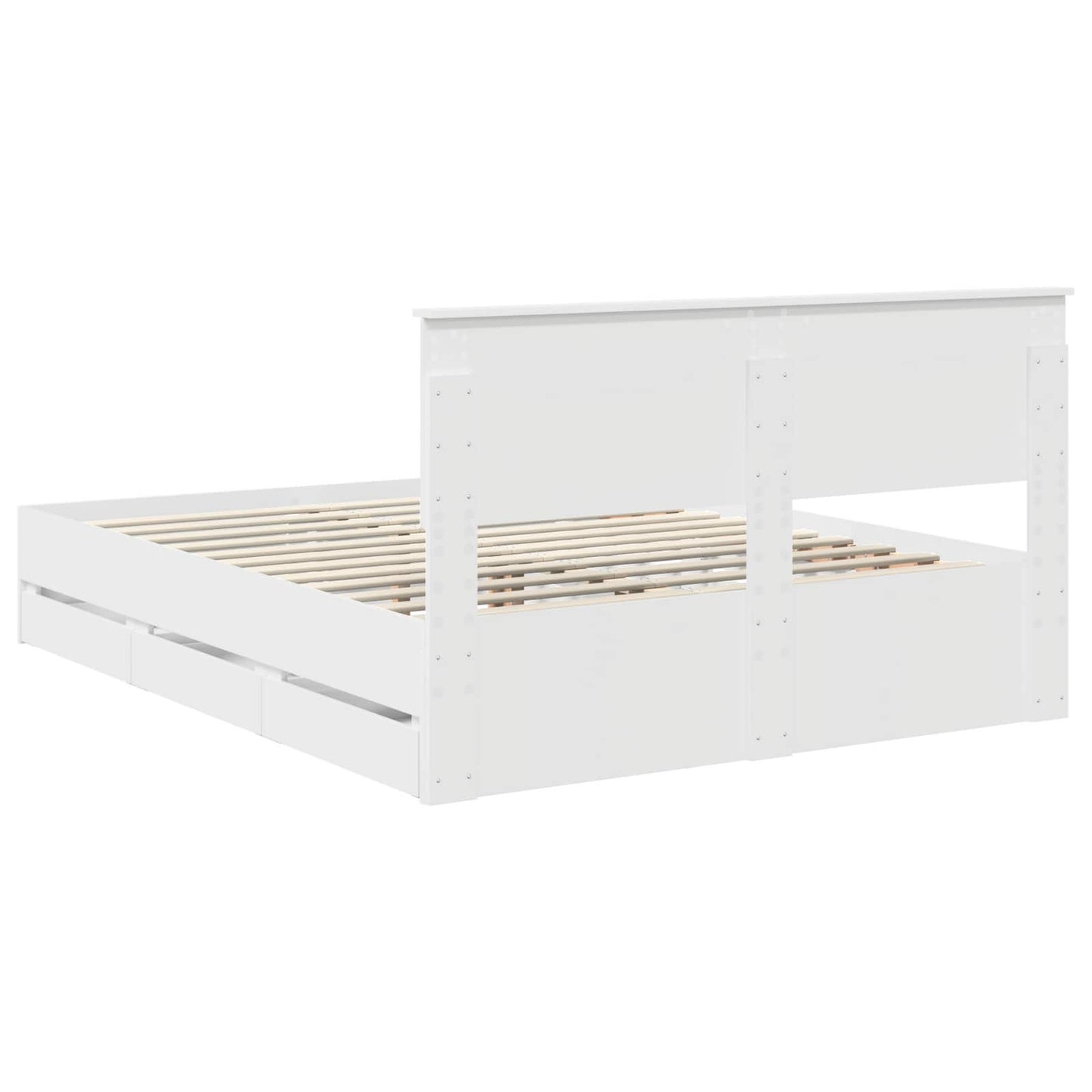 vidaXL Bettrahmen mit Schubladen Weiß 150 x 200 cm Ingenieurs Holz
