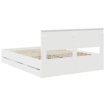 vidaXL Bettrahmen mit Schubladen Weiß 150 x 200 cm Ingenieurs Holz