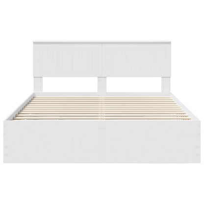 vidaXL Bettrahmen mit Schubladen Weiß 150 x 200 cm Ingenieurs Holz