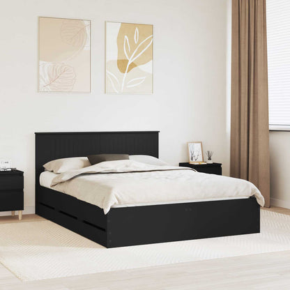 vidaXL Bettrahmen mit Schubladen Schwarz 150 x 200 cm Ingenieurs Holz