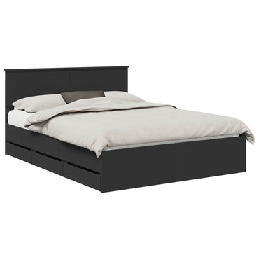 vidaXL Bettrahmen mit Schubladen Schwarz 150 x 200 cm Ingenieurs Holz