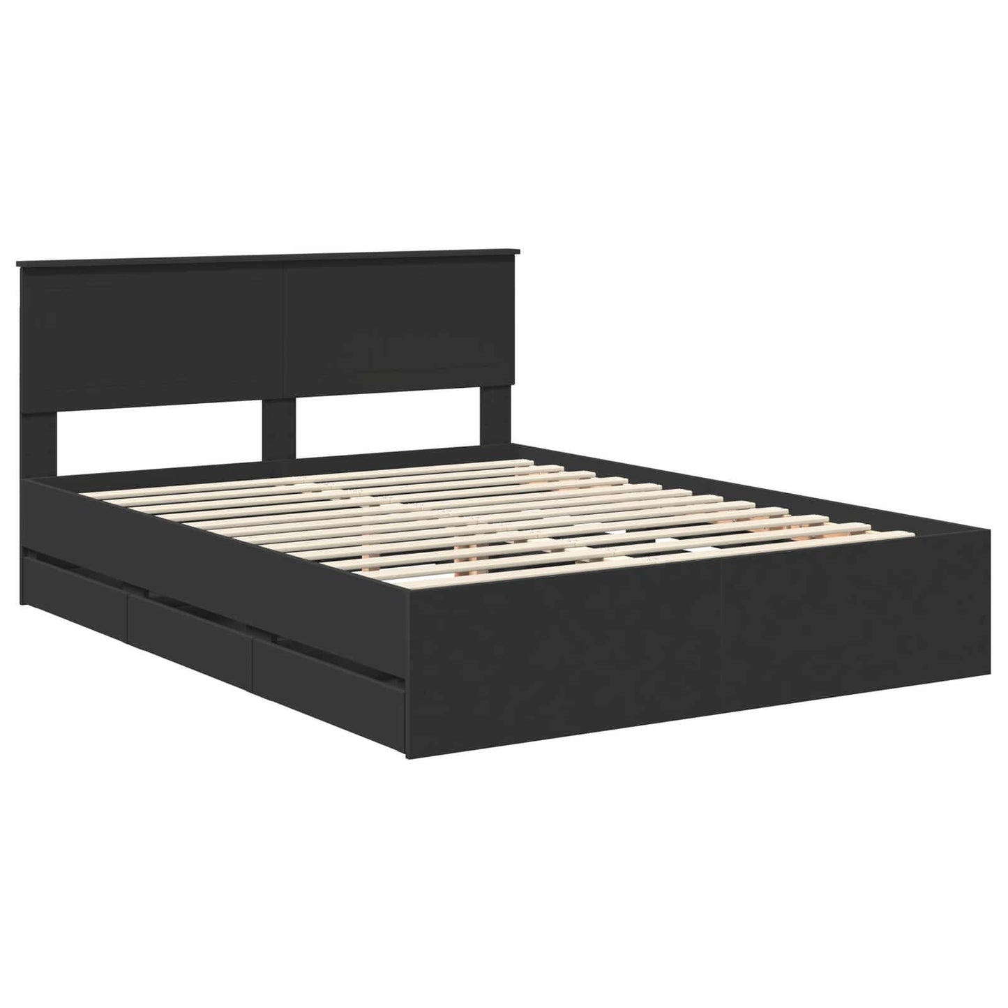 vidaXL Bettrahmen mit Schubladen Schwarz 150 x 200 cm Ingenieurs Holz