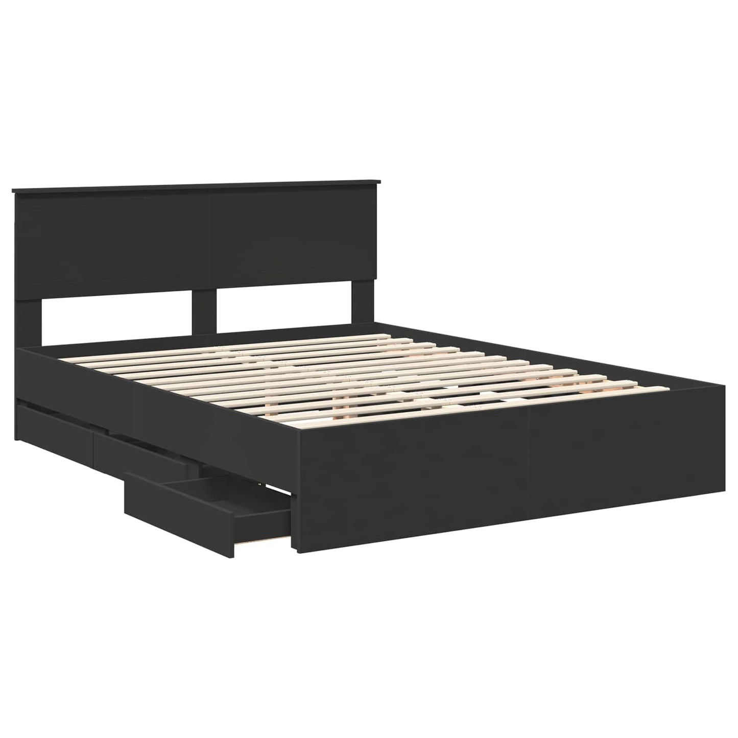 vidaXL Bettrahmen mit Schubladen Schwarz 150 x 200 cm Ingenieurs Holz