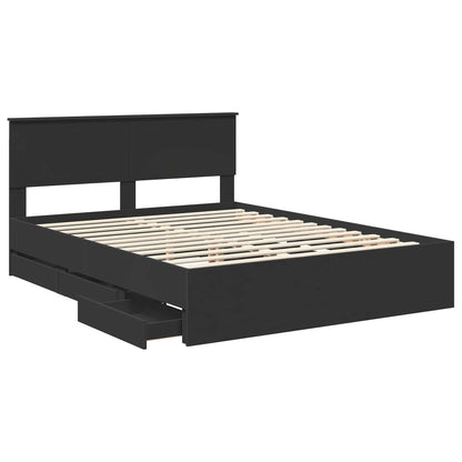 vidaXL Bettrahmen mit Schubladen Schwarz 150 x 200 cm Ingenieurs Holz