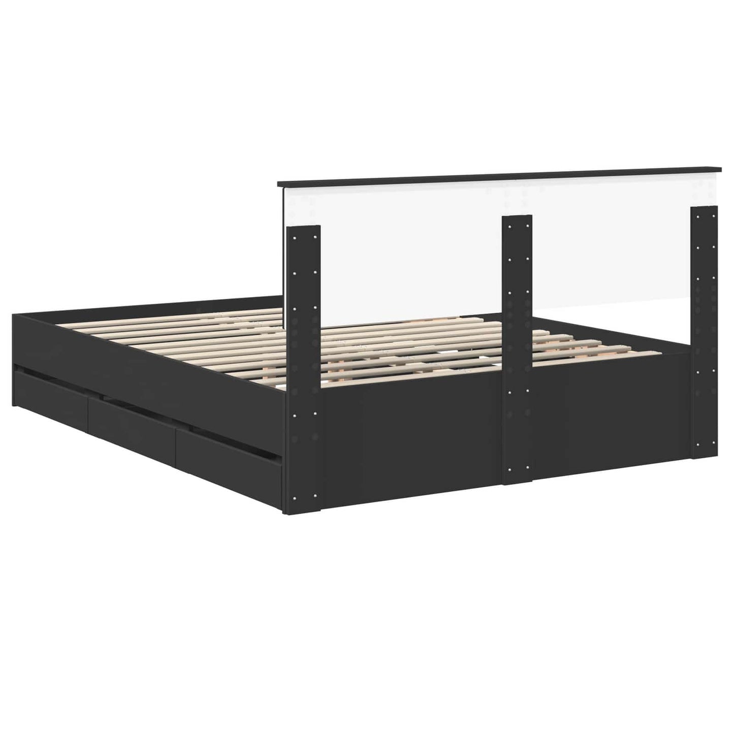 vidaXL Bettrahmen mit Schubladen Schwarz 150 x 200 cm Ingenieurs Holz