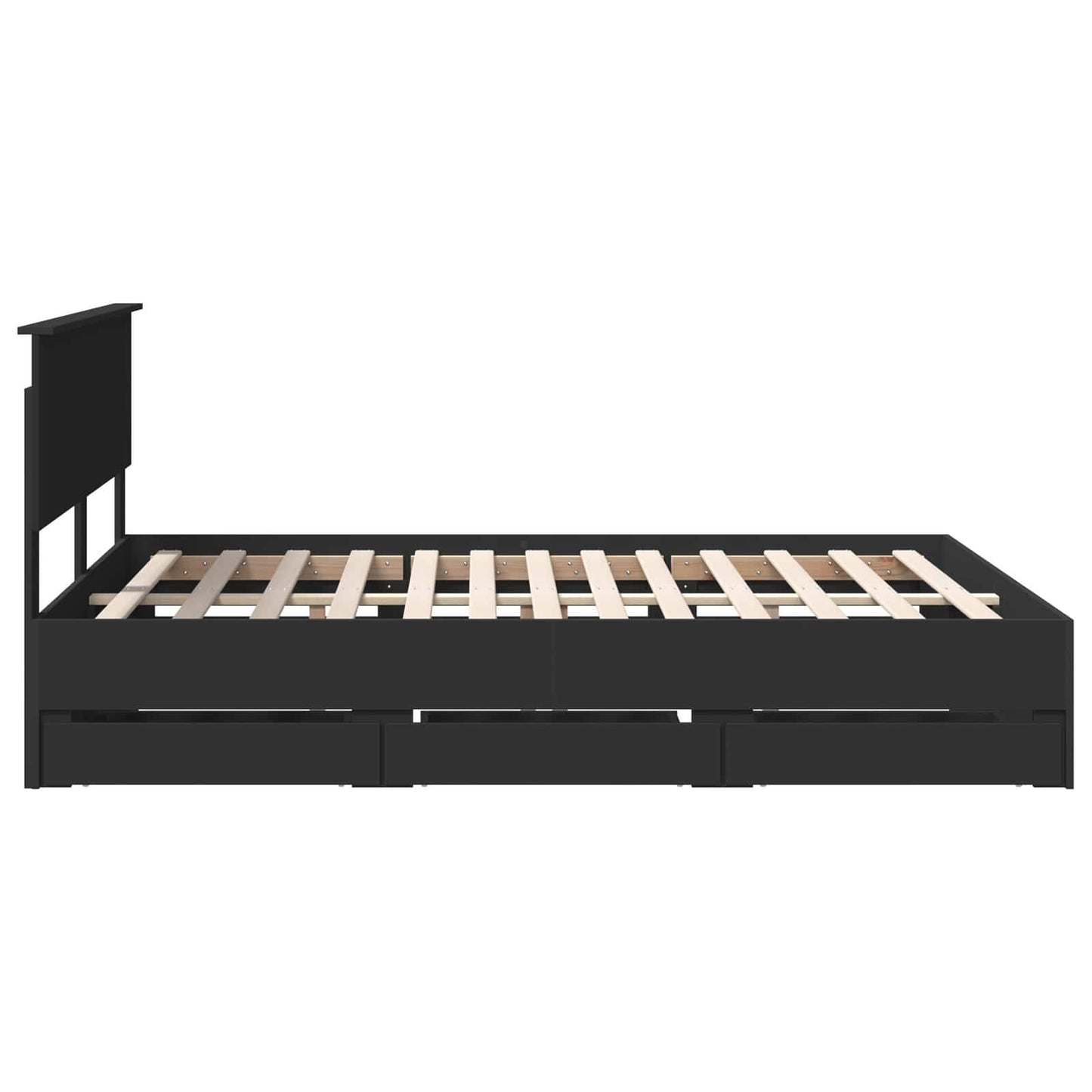vidaXL Bettrahmen mit Schubladen Schwarz 150 x 200 cm Ingenieurs Holz