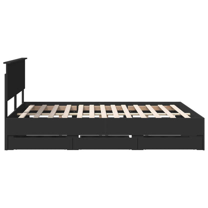 vidaXL Bettrahmen mit Schubladen Schwarz 150 x 200 cm Ingenieurs Holz