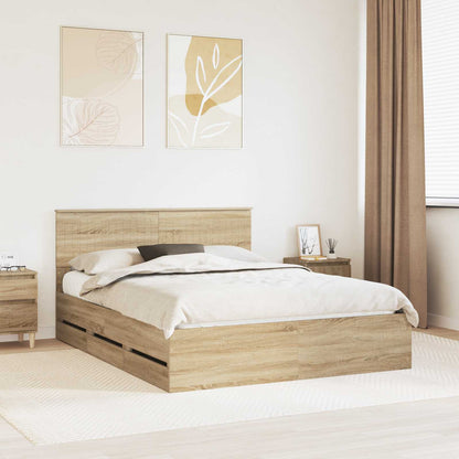 vidaXL Bettrahmen Sonoma-Eiche 150 x 200 cm Ingenieurs Holz