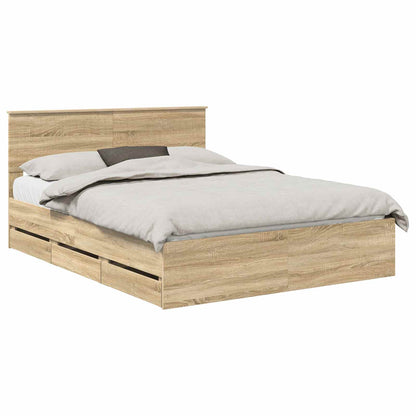 vidaXL Bettrahmen Sonoma-Eiche 150 x 200 cm Ingenieurs Holz