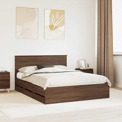 vidaXL Bettrahmen Braun Eichen-Optik 150 x 200 cm Ingenieurs Holz