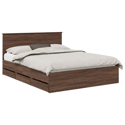 vidaXL Bettrahmen Braun Eichen-Optik 150 x 200 cm Ingenieurs Holz