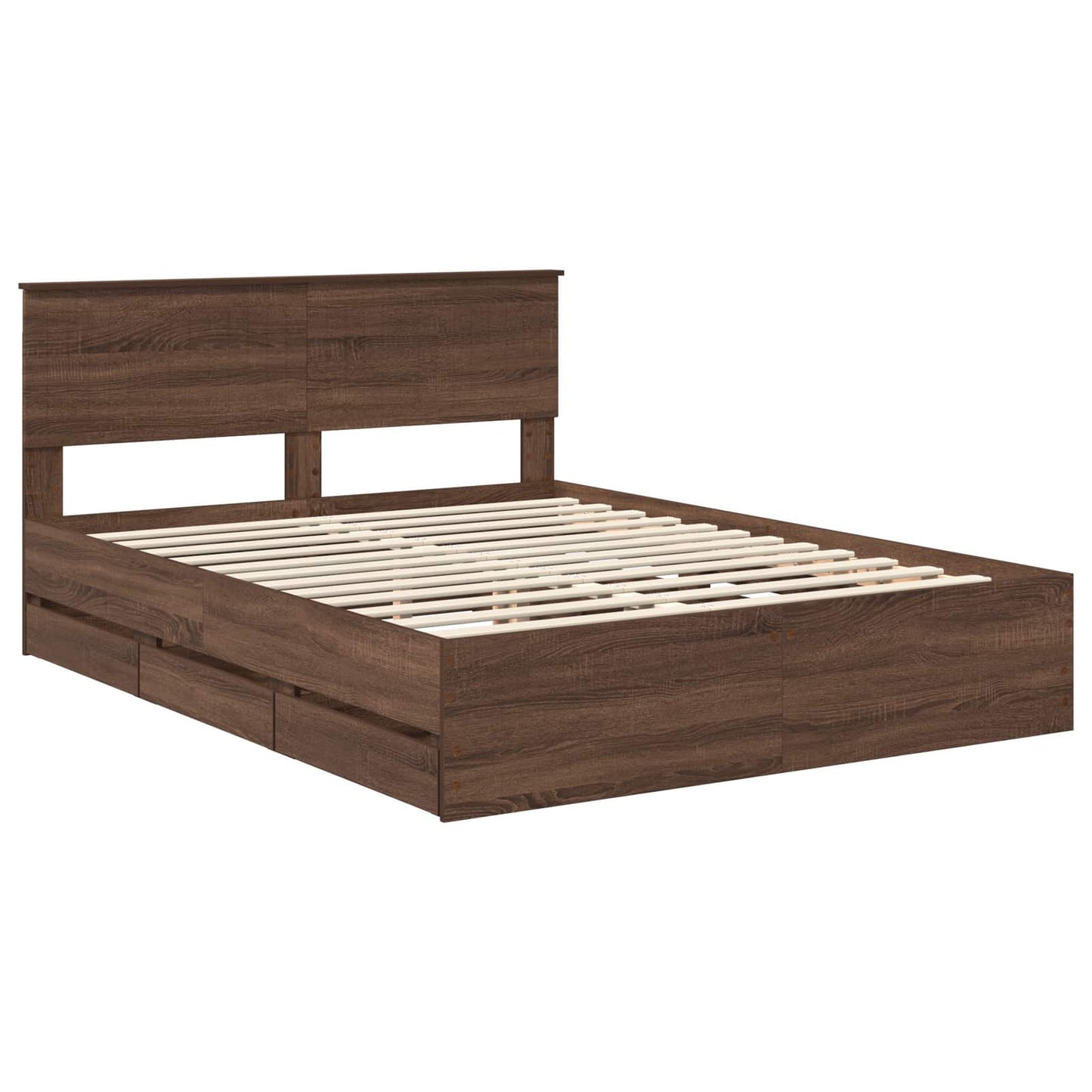 vidaXL Bettrahmen Braun Eichen-Optik 150 x 200 cm Ingenieurs Holz