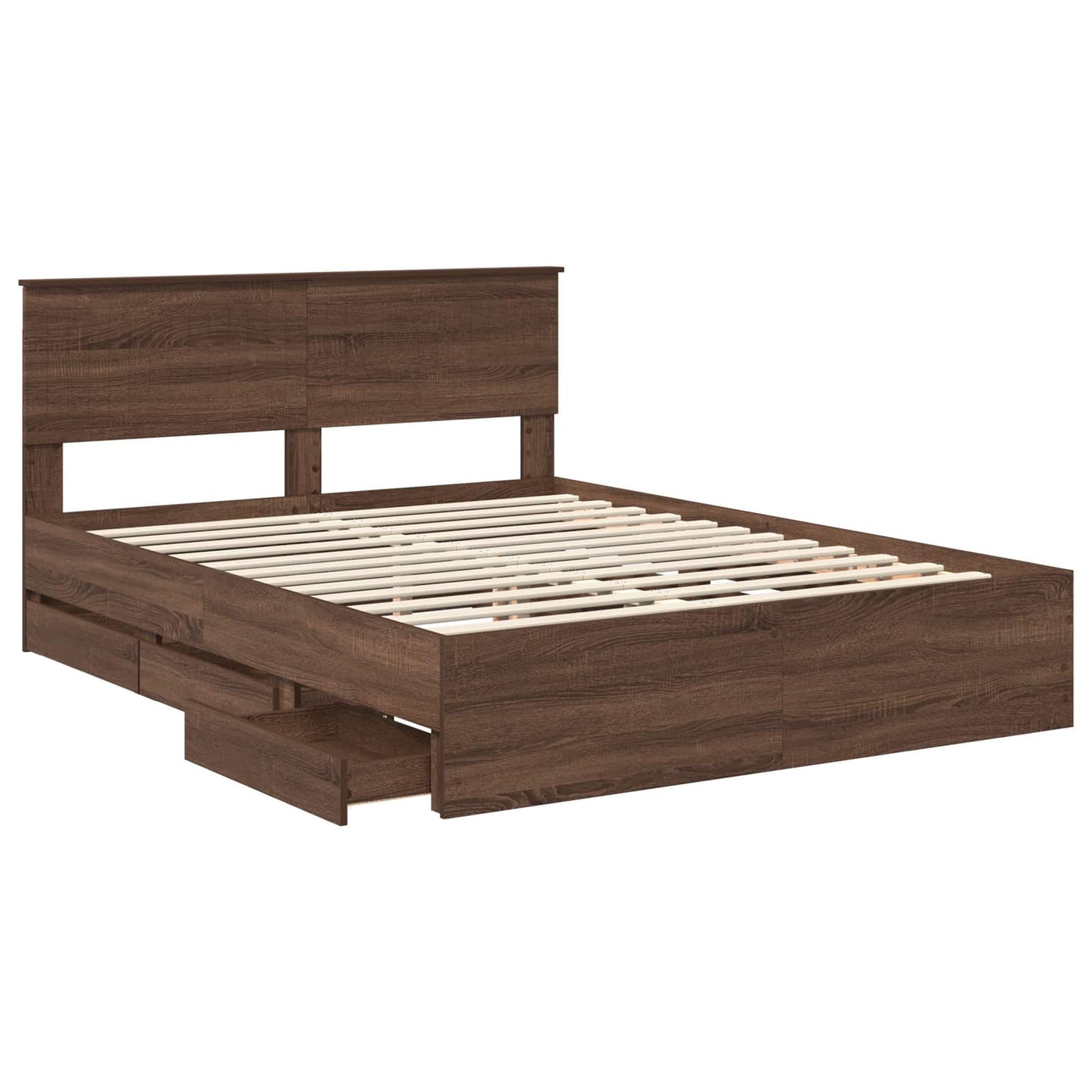 vidaXL Bettrahmen Braun Eichen-Optik 150 x 200 cm Ingenieurs Holz
