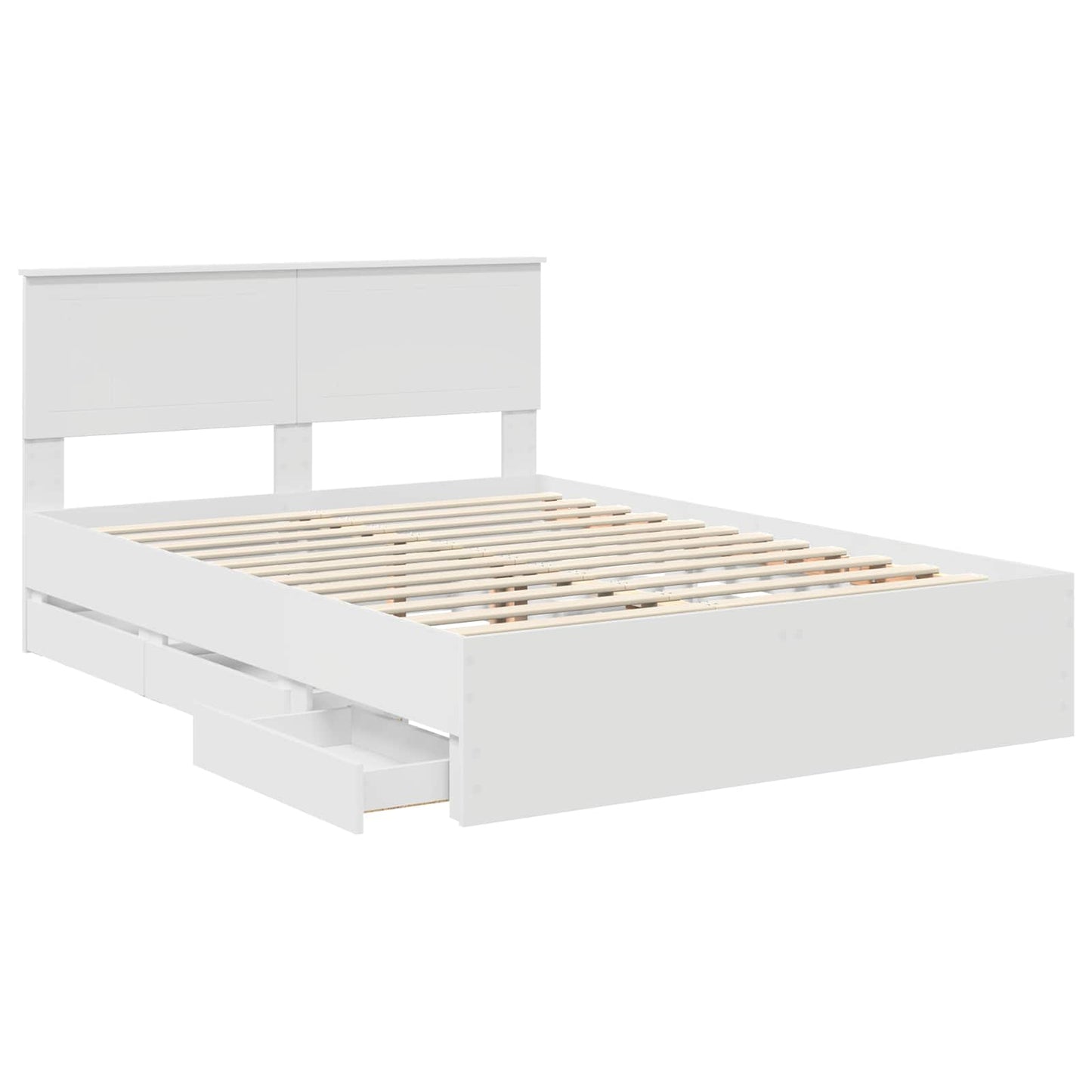 vidaXL Bettrahmen mit Schubladen Weiß 140 x 190 cm Ingenieurs Holz