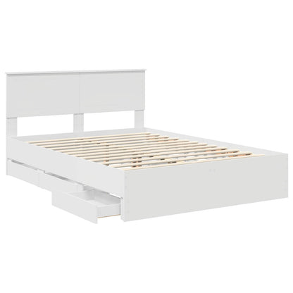 vidaXL Bettrahmen mit Schubladen Weiß 140 x 190 cm Ingenieurs Holz