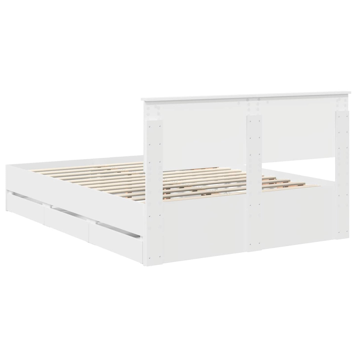 vidaXL Bettrahmen mit Schubladen Weiß 140 x 190 cm Ingenieurs Holz