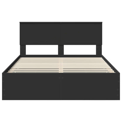 Bettrahmen mit Schubladen Schwarz 140 x 190 cm Ingenieurs Holz