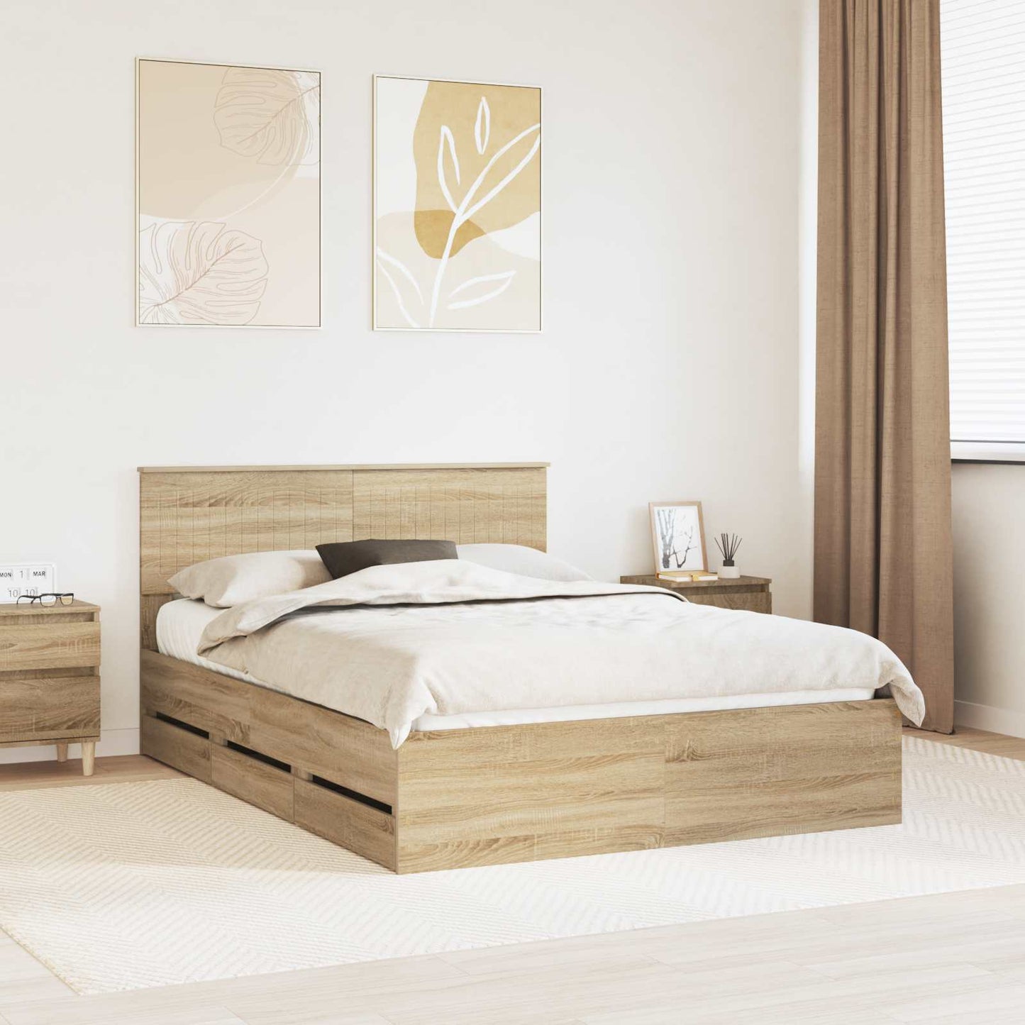 vidaXL Bettrahmen Sonoma-Eiche 140 x 190 cm Ingenieurs Holz
