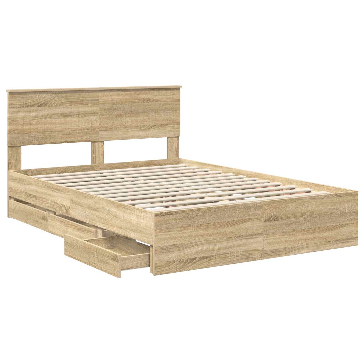 vidaXL Bettrahmen Sonoma-Eiche 140 x 190 cm Ingenieurs Holz