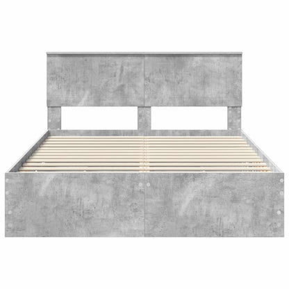 vidaXL Bettrahmen mit Kopfteil Beton Grau 140 x 190 cm Ingenieurs Holz