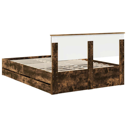 vidaXL Bettrahmen Geräucherte Eiche 140 x 190 cm Ingenieurs Holz